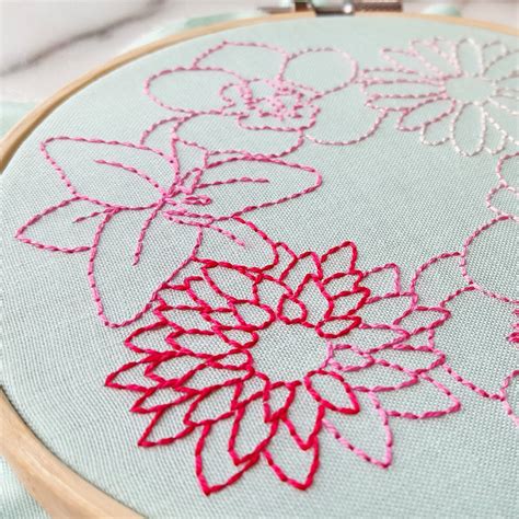 Simple Flowers Embroidery Pattern (PDF) – Jessica Long Embroidery