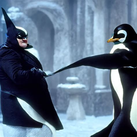 jack black as the penguin in batman returns, movie | Stable Diffusion