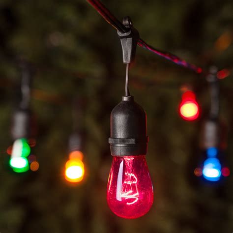 Commercial Patio String Lights, Multicolor S14 Bulbs, Suspended - Yard Envy