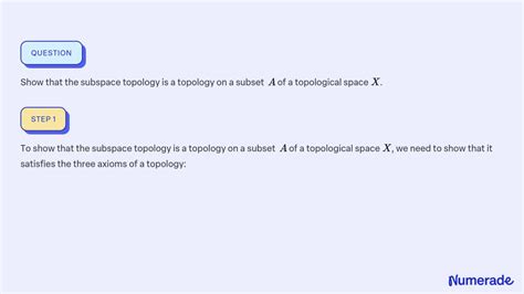 SOLVED:Show that the subspace topology is a topology on a subset A of a ...