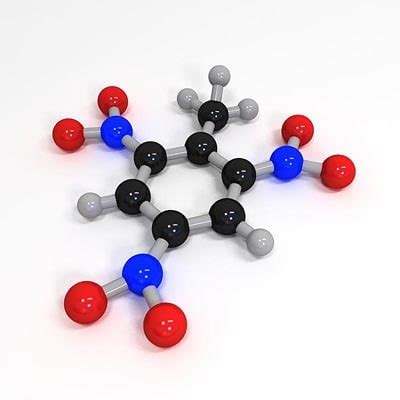 3d trinitrotoluene molecule structure model