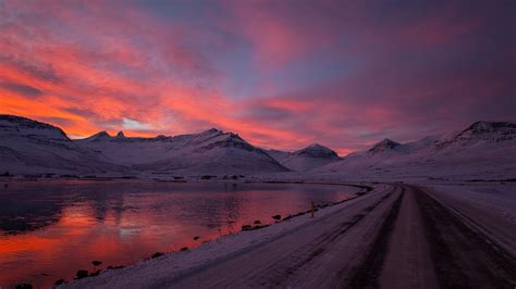 Sunset Beach Snow Mountains Wallpaper,HD Nature Wallpapers,4k ...