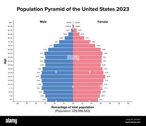 Population pyramid of United States 2023. Age structure diagram and ...