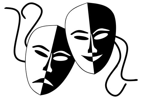 Black and White Theater Masks Clip Art Image - ClipSafari