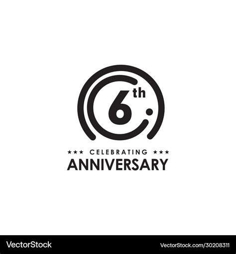 6th year anniversary emblem logo design template Vector Image