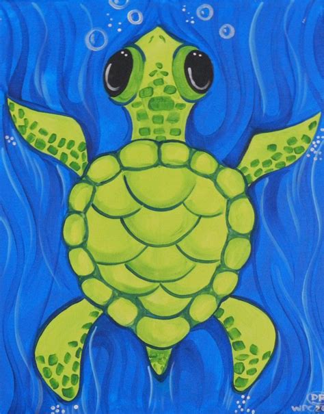 sea turtle - Wine Paint & Create- Hope Mills | Turtle painting, Kids ...