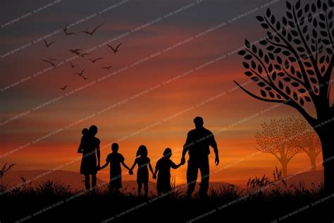 Family Sunset Silhouette Digital Background Family Sunset - Etsy