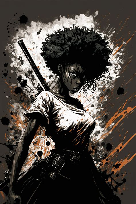 Female Afro Samurai Black Art Digital Download Home Decor African ...