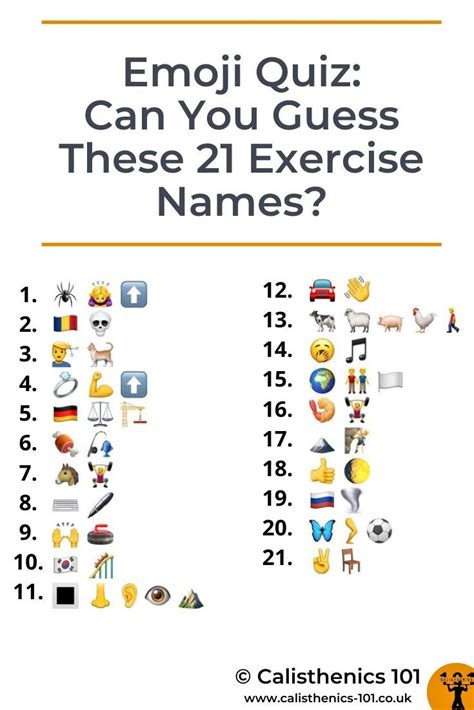 Emoji Quiz: Can You Guess These 21 Exercise Names? | Calisthenics 101 ...