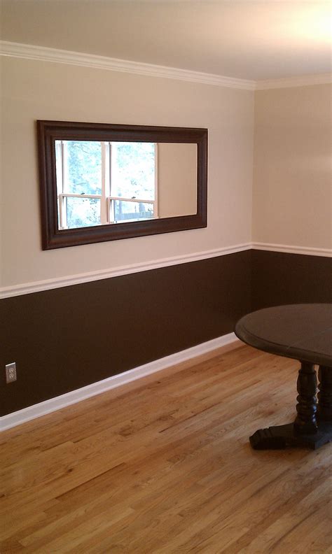 two toned color with dark brown trim in bathroom | Ben George Painting ...