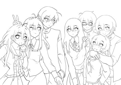 Anime Friend Group Drawing Base - Warrior Wallpaper