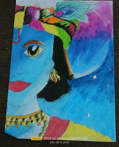 Shri Krishna oil pastel drawing | Oil pastel drawings, Pastel drawing ...