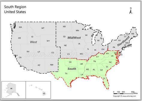 Map of Southern United States, Region of USA - Southern US States and ...