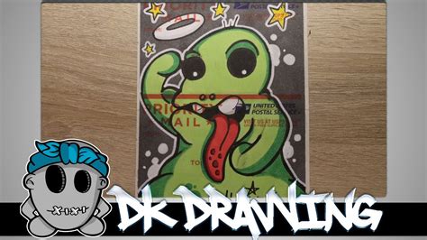 How to draw a graffiti character on USPS sticker blank - YouTube