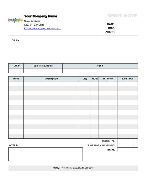 Debit Note Templates - 9+ Word, PDF Format Download | Free & Premium ...