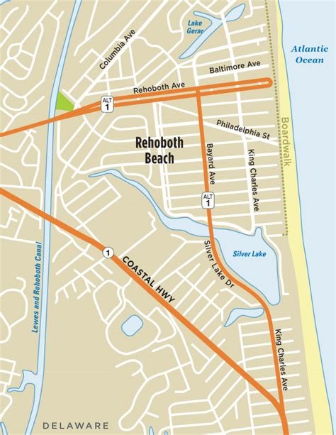 Map of Rehoboth Beach DE - Visit Delaware Beaches | Rehoboth, Bethany ...