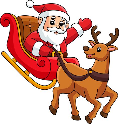 Christmas Santa Sleigh a Reindeer Cartoon Clipart 10789063 Vector Art ...