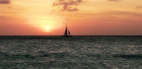 HD wallpaper: sunset, ocean, aruba, palm beach, sunset cruise, sea ...