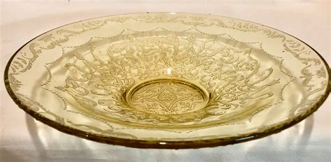 Vintage Yellow Depression Glass Madrid Pattern Serving Bowl/ Centerpiece