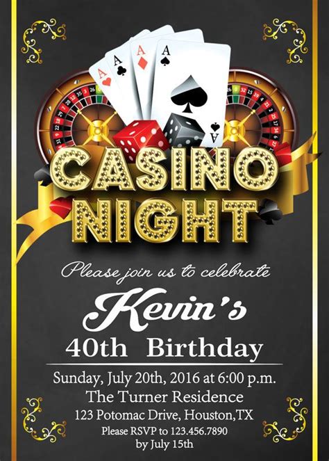 CASINO INVITATION, Casino Party Invitations, Casino Birthday Invitation ...