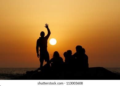 Silhouette Group Sunset Beach Stock Photo 113003608 | Shutterstock