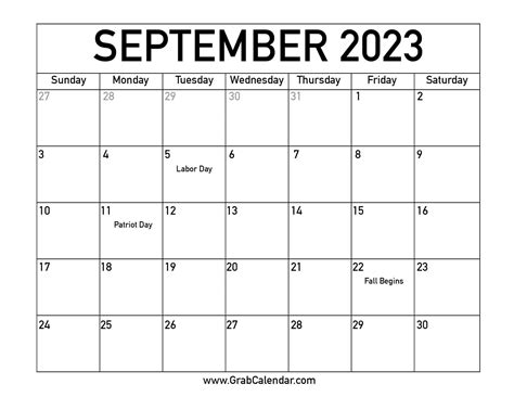 Sept 2023 Calendar With Holidays - Get Calendar 2023 Update