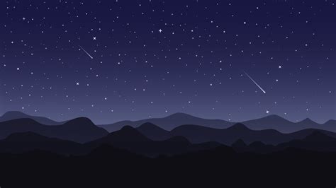 Vector background. Starry night sky. Stars, sky, night. Silhouette of ...