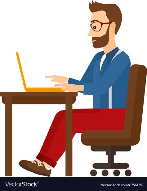 Man working at laptop Royalty Free Vector Image