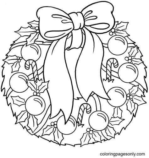 Christmas Wreath Coloring Pages Printable for Free Download