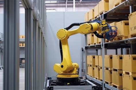 Premium Photo | Smart warehouse with automated robots Generative AI