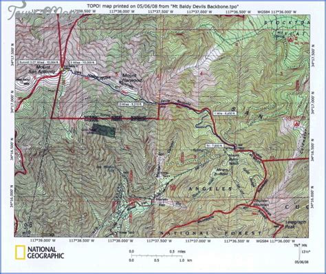 Mount Baldy Hiking Trail Map - ToursMaps.com