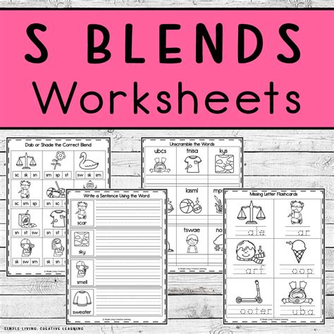 S Blends Worksheets - Simple Living. Creative Learning