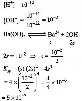 pH of a saturated solution of Ba(OH)2 is 12. The value of solubility ...