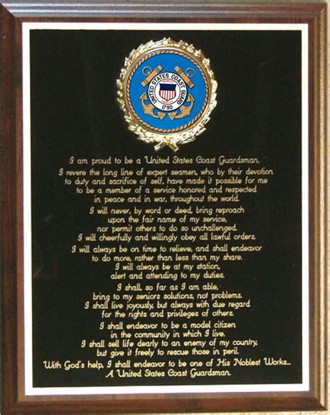 USCG / United States Coast Guard Creed Plaque Nice Patriotic | Etsy