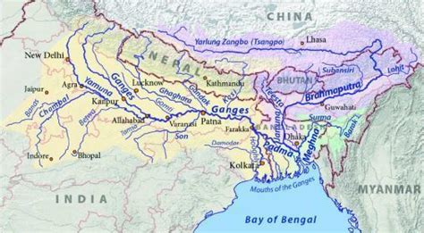 From the map of river Ganga list out the north-flowing and south ...