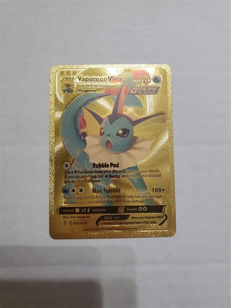 Mavin | Vaporeon Vmax Gold Foil Fan Art Pokemon Card Display Card