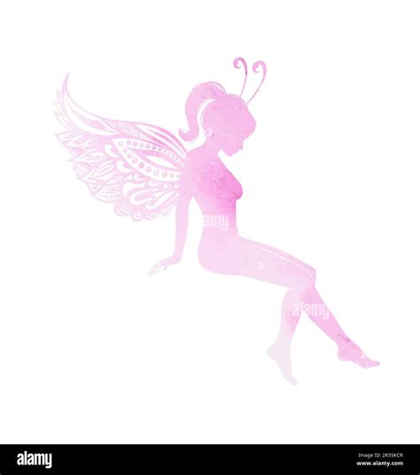 Butterfly fairy pink silhouette. Vector illustration Stock Vector Image ...