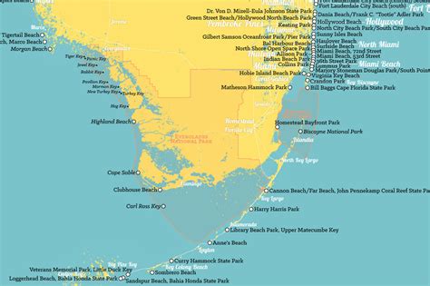 Florida Beaches Map 24x36 Poster - Best Maps Ever