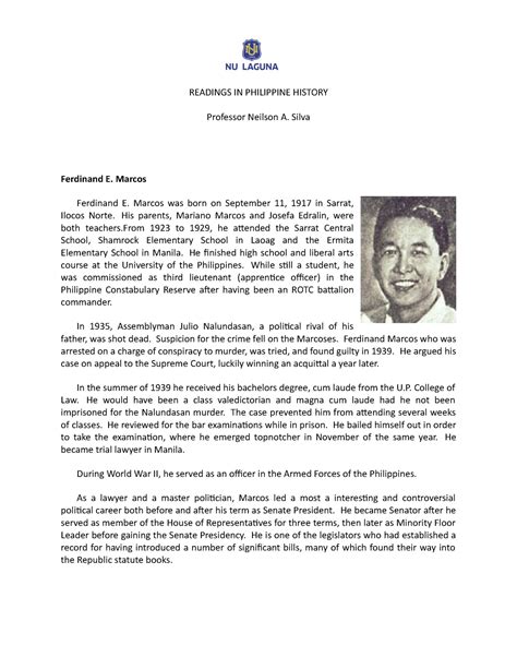 Biography of Ferdinand Marcos - READINGS IN PHILIPPINE HISTORY ...