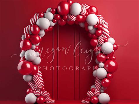 Kate Candycane Balloons Arch Red Wall Backdrop for Photography