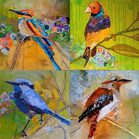 Bird Painting Collage Art & Collectibles Painting jan-takayama.com