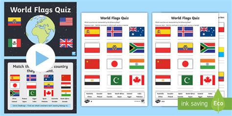 World Flags Quiz Pack - geography, flags, world, earth