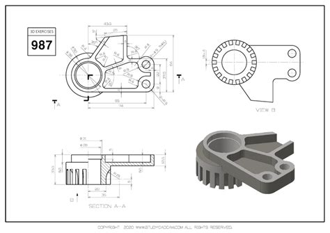 3D CAD EXERCISES 987 - STUDYCADCAM | Mechanical engineering design ...