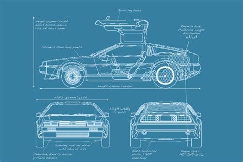 Blueprint | Delorean time machine, Back to the future, Delorean