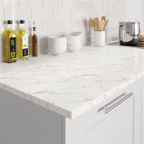 Howdens 3m x 38mm Square Edge Calacatta Marble Effect Laminate Worktop ...