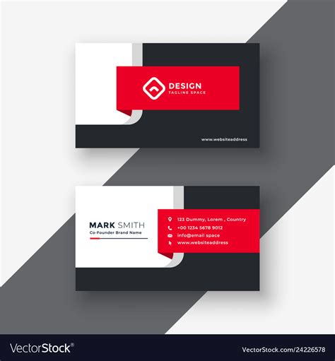 Creative red professional business card template Vector Image