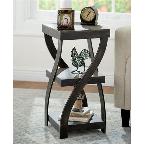 Twisted Side Table - Modern Accent Table with Distressed Finish ...