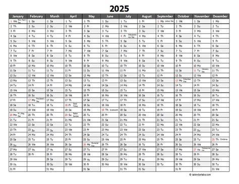 2025 Excel Calendar Template: A Comprehensive Guide To Planning And ...