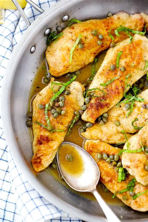 Classic Chicken Piccata with Lemon Butter Caper Sauce - Bowl of Delicious