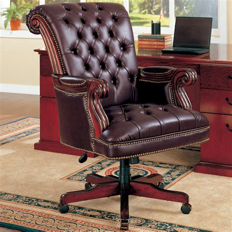 Coaster Office Chairs 800142 Traditional Leather Executive Chair | Del ...